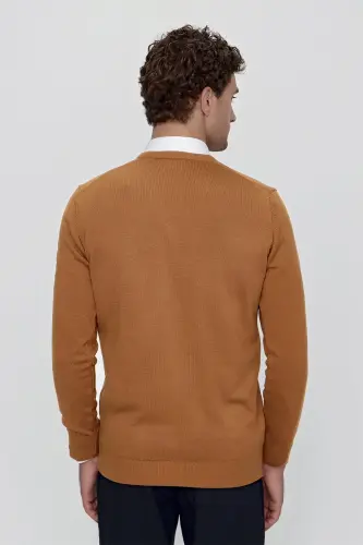 Camel Basic Dinamik Fit Rahat Kesim V Yaka Triko Kazak - 6