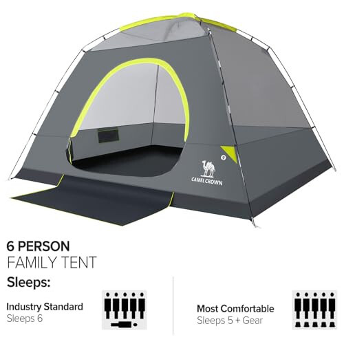 CAMEL CROWN Lagerga Tents, 3/4/5/6 Kishilik Su O'tkazmaydigan Chodir Skydome Lagerga Chodiri Oson O'rnatiladigan Orqa Yuk Orqali Oilavi Chodirlar Zamin Gilamlari va Biriktirilgan Ayvon bilan Tashqi Yurish Uchun - 4