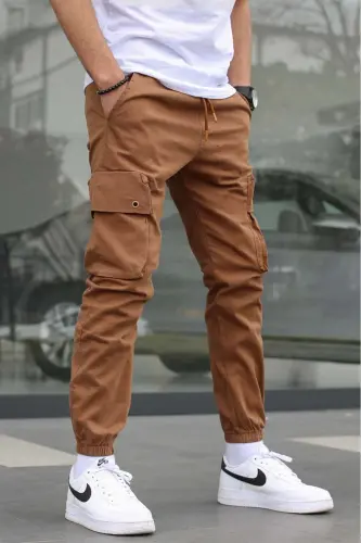Camel Dar Paça Kargo Cep Erkek Pantolon 5647 - Bej - MADMEXT (1)