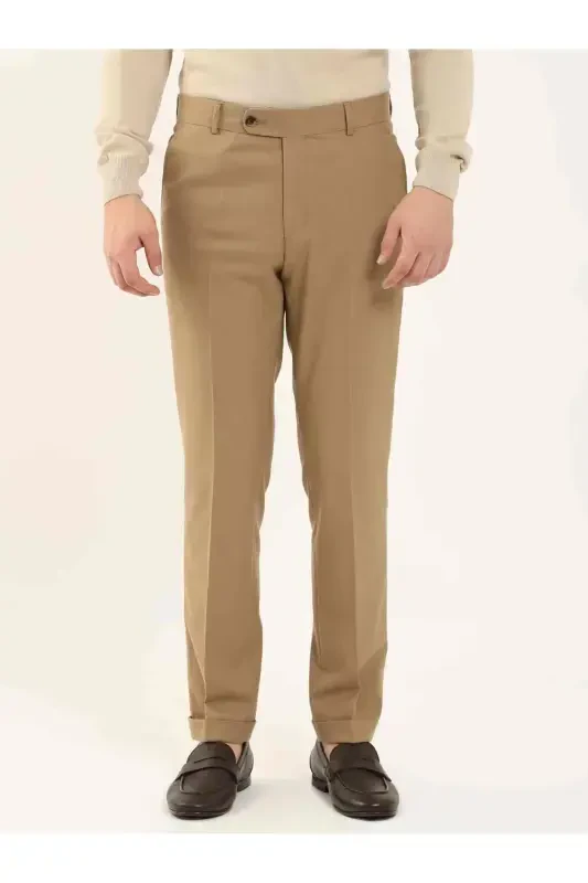 Camel Erkek Regular Fit Düz Klasik Pantolon - 97739-CAMEL - DUFY