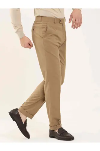 Camel Erkek Regular Fit Düz Klasik Pantolon - 97739-CAMEL - DUFY (1)