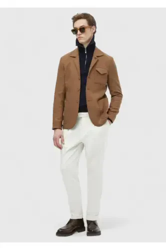 Camel Hair Straight Shirt Shoulder Slim Fit Wool Blend Jacket - RAMSEY (1)