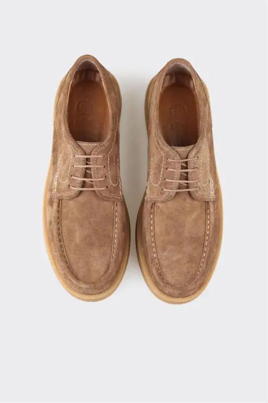 Camel Leather Men's Casual Shoes - 4