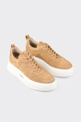 Camel Leather Men's Sneakers - 3