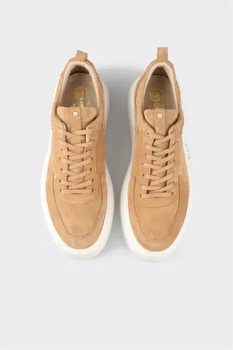 Camel Leather Men's Sneakers - 5