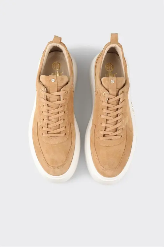Camel Leather Men's Sneakers - 5