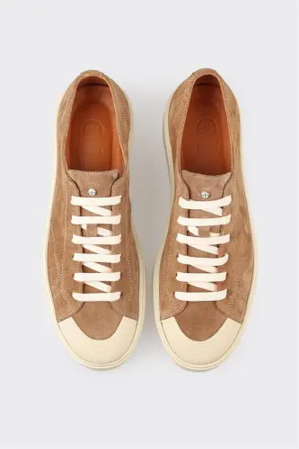 Camel Leather Men's Sneakers - 4
