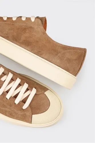 Camel Leather Men's Sneakers - 5