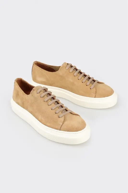 Camel Leather Men's Sneakers - 2
