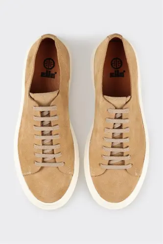Camel Leather Men's Sneakers - 4