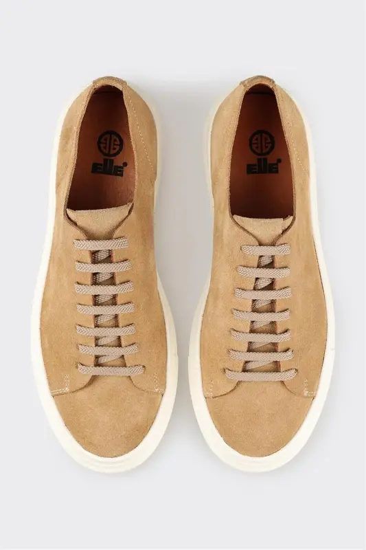 Camel Leather Men's Sneakers - 4