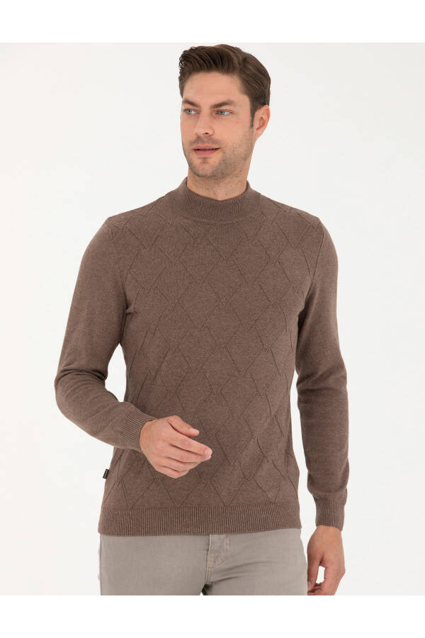 Camel Melange Slim Fit Sweater (50281852-VR122) - 1