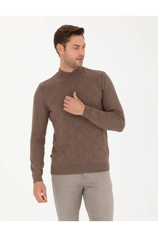 Camel Melange Slim Fit Sweater (50281852-VR122) - 3