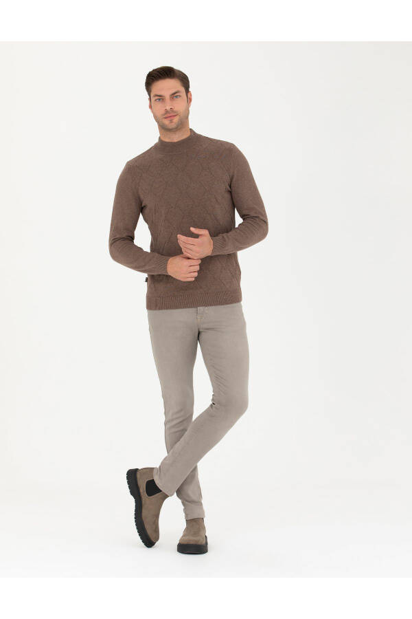 Camel Melange Slim Fit Sweater (50281852-VR122) - 4