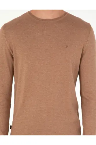 Camel Melanj Slim Fit Bisiklet Yaka Basic Triko Kazak 50296621-VR122-Camel Melanj - 6