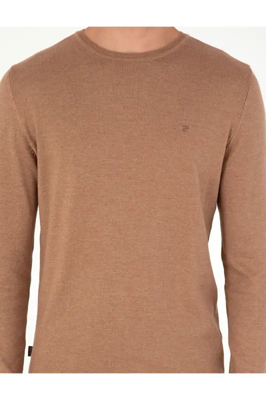 Camel Melanj Slim Fit Bisiklet Yaka Basic Triko Kazak 50296621-VR122-Camel Melanj - 6