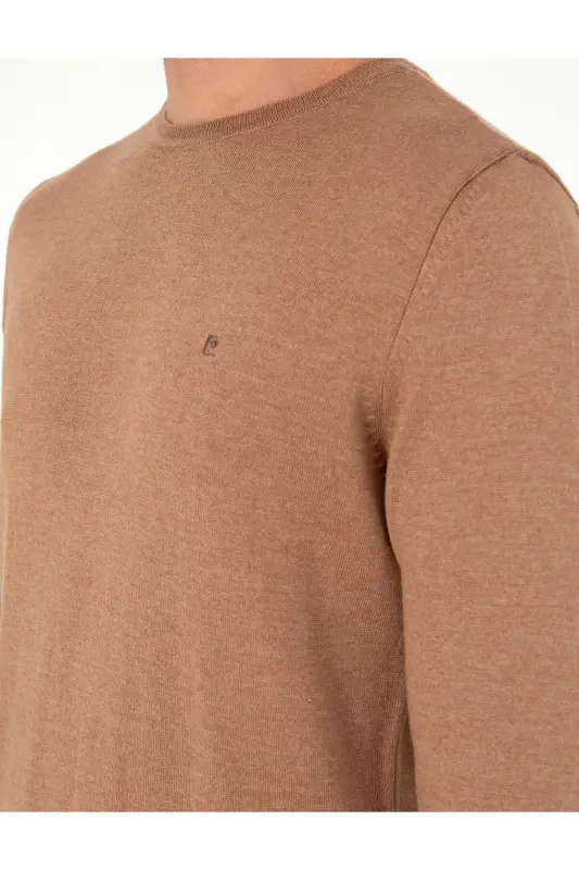 Camel Melanj Slim Fit Bisiklet Yaka Basic Triko Kazak 50296621-VR122-Camel Melanj - 7