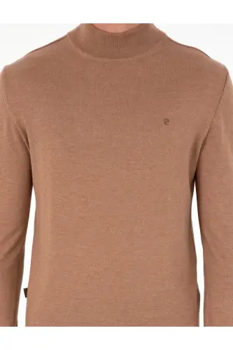 Camel Melanj Slim Fit Yarım Balıkçı Yaka Basic Triko Kazak 50296614-VR122-Camel Melanj - 6