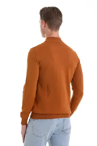 Camel Regular Fit Plain Turtleneck Knitwear Sweater - 6