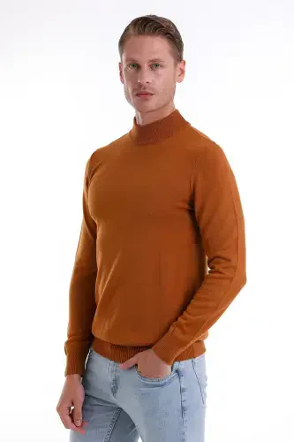 Camel Regular Fit tekis yarim balıkçı yoqali triko kofta - 3