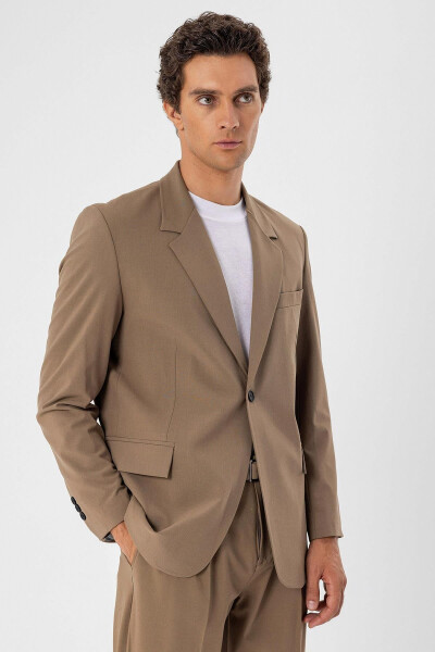 Camel Single Button Closure Relax Fit Men's Jacket - 19