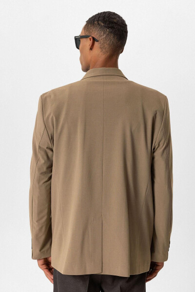 Camel Single Button Closure Relax Fit Men's Jacket - 5