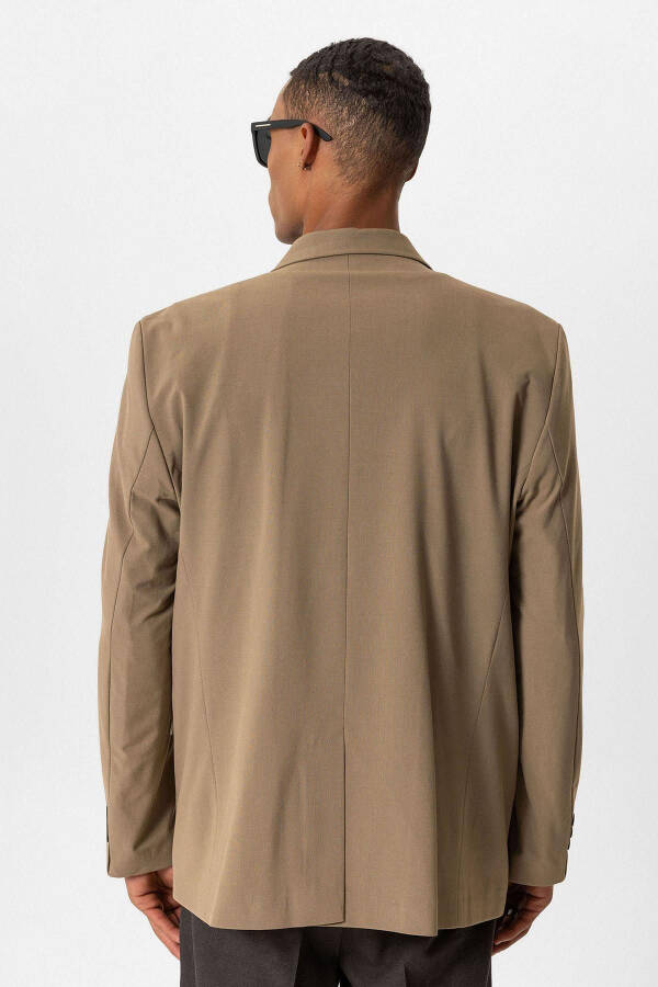 Camel Single Button Closure Relax Fit Men's Jacket - 5