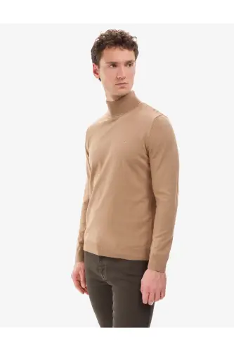 Camel Slim Fit Balıkçı Yaka Basic Triko Kazak 50314202-VR015 - Camel - 4