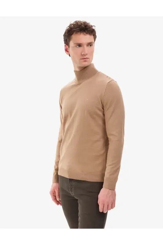 Camel Slim Fit Balıkçı Yaka Basic Triko Kazak 50314202-VR015 - Camel - 4