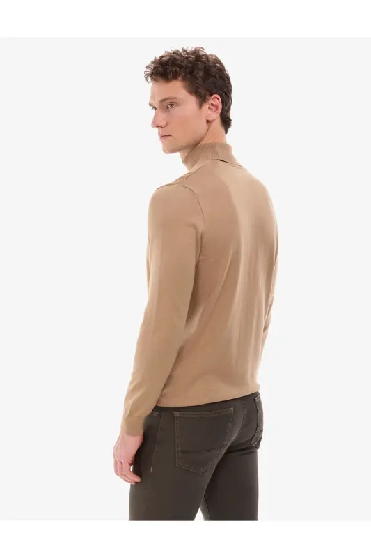 Camel Slim Fit Balıkçı Yaka Basic Triko Kazak 50314202-VR015 - Camel - 6