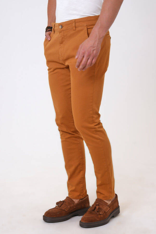 Camel Slim Fit Pamuklu Armürlü Chino Pantolon - 2