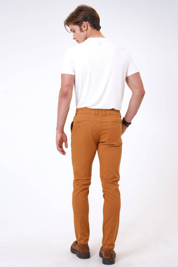 Camel Slim Fit Pamuklu Armürlü Chino Pantolon - 4