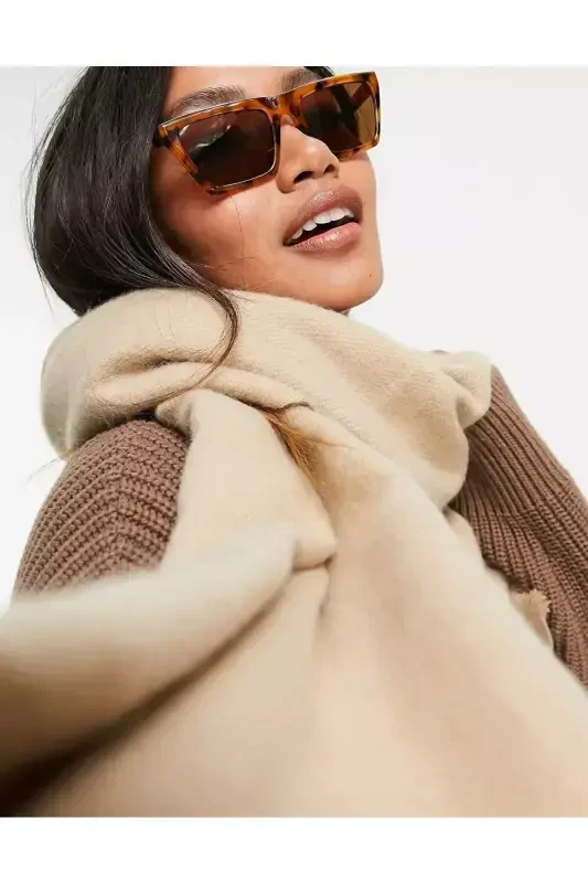 Camel Yün Dokulu Düz Atki-Bej - 4