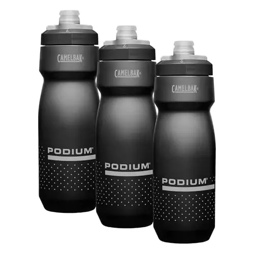 CamelBak Podium Bike Squeeze Water Bottle, High Flow Easy Squeeze Design for Cycling Performance, 24oz, Black (Pack of 3) - 1