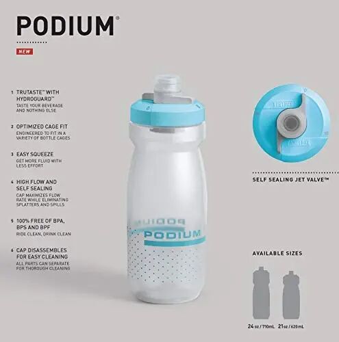 CamelBak Podium Bike Squeeze Water Bottle Stone Blue, 24oz - 6
