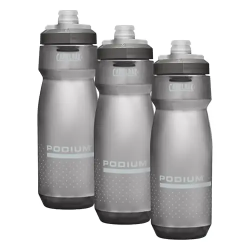 CamelBak Podium Bike Squeeze Water Bottle, High Flow Easy Squeeze Design for Cycling Performance, 24oz, Smoke (Pack of 3) - 1