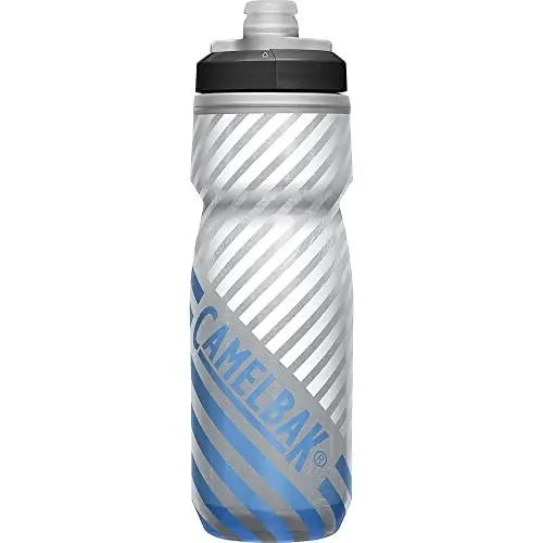 CamelBak Podium Chill Bike Insulated Squeeze Water Bottle Grey Blue Stripe, 21oz - 1