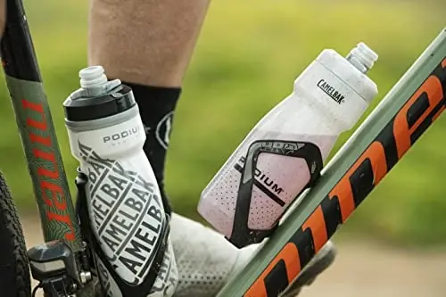 CamelBak Podium Chill Bike Insulated Squeeze Water Bottle Grey Blue Stripe, 21oz - 5