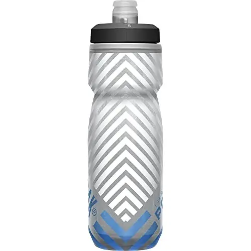 CamelBak Podium Chill Bike Insulated Squeeze Water Bottle Grey Blue Stripe, 21oz - 2
