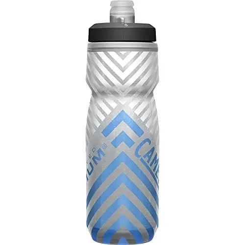 CamelBak Podium Chill Bike Insulated Squeeze Water Bottle Grey Blue Stripe, 21oz - 4