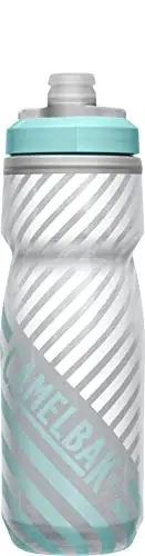 CamelBak Podium Chill Bike Insulated Squeeze Water Bottle Grey/Teal Stripe, 21oz 