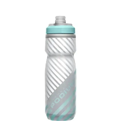 CamelBak Podium Chill Bike Insulated Squeeze Water Bottle Grey/Teal Stripe, 21oz 