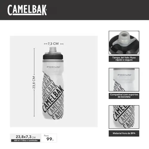 CamelBak Podium Chill Insulated Bike Water Bottle - Easy Squeeze Bottle - Fits Most Bike Cages - 21oz, Race Edition - 3
