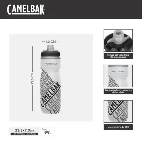 CamelBak Podium Chill Issiqlik bilan himoyalangan Velosiped Su Shishasi - Oson Siqish Shishasi - Ko'pgina Velosiped Qafaslariga Mos keladi - 21oz, Poig'a Edition - 3