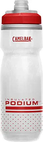 CamelBak Podium Chill Izolyatsiyalangan Velosiped Su Shishasi - Oson Siqish Shishasi - Ko'pchilik Velosiped Qafaslariga Mos keladi - 21oz, Olovli Qizil/Oq - 3