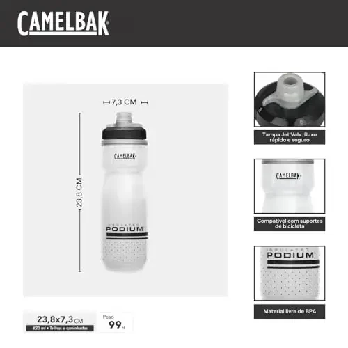 CamelBak Podium Chill Izolyatsiyalangan Velosiped Su Shishasi - Oson Siqish Shishasi - Ko'pchilik Velosiped Qafaslariga Mos keladi - 21oz, Qora - 2