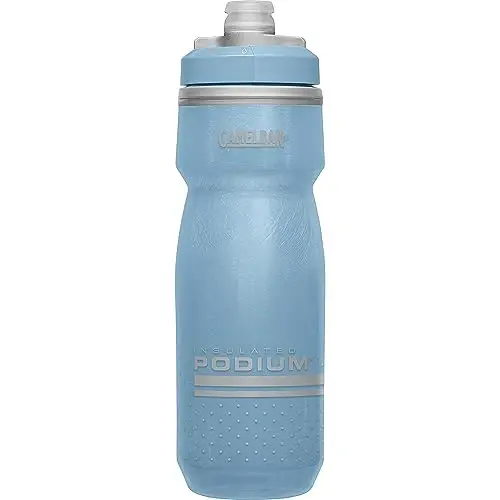 CamelBak Podium Chill Water Bottle 21oz, Stone Blue | Easy Squeeze Design, Double Wall Insulation, High Flow Self Sealing Cap, Secure Bike Cage Fit, Durable Cycling Bottle - 1