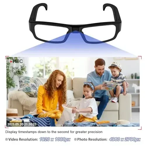 Camera Glasses Video Recording Wearable Glass Smart Glasses HD 1080P Outdoor Sport Action Camera for Training, Cycling, Driving, Hiking, Hunting, Fishing - 2