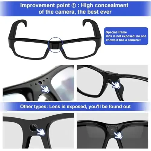Camera Glasses Video Recording Wearable Glass Smart Glasses HD 1080P Outdoor Sport Action Camera for Training, Cycling, Driving, Hiking, Hunting, Fishing - 3