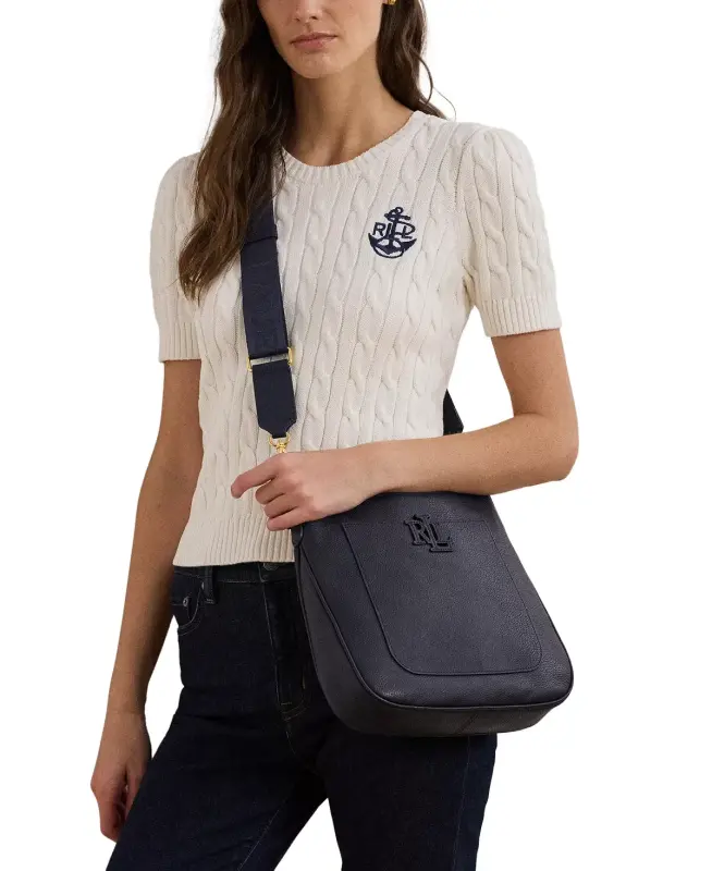 Cameryn Pebbled Leather Small Crossbody-Navy - 2